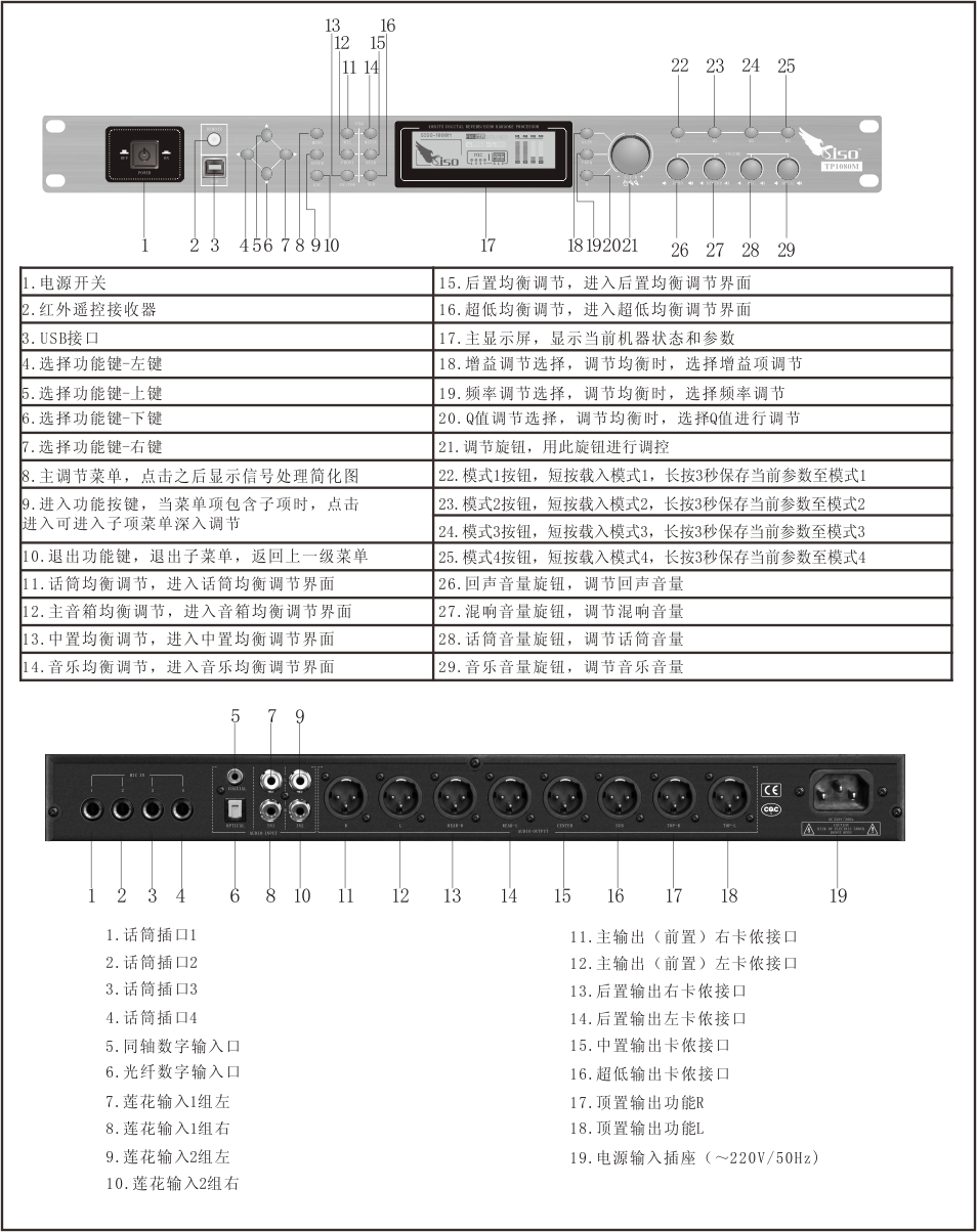 崔帕斯DTS卡拉OK影院处理器 SISO TP1080M